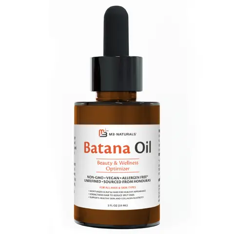 M3 Naturals Vegan Batana Growth Oil - 100% Pure Unrefined Non-GMO Premium Nourishing, Allergen-Free, Vitamin-Infused Formula, 2 FL OZ, for Scalp Stimulation, Hair Repair & Skin Hydration, Collagen Support