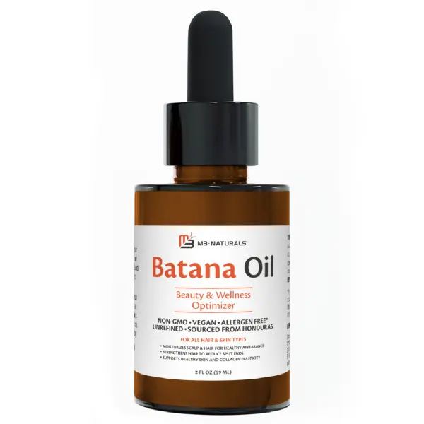 M3 Naturals Vegan Batana Growth Oil - 100% Pure Unrefined Non-GMO Premium Nourishing, Allergen-Free, Vitamin-Infused Formula, 2 FL OZ, for Scalp Stimulation, Hair Repair & Skin Hydration, Collagen Support