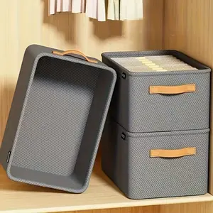 5 Pack Compact Stackable Storage Boxes Durable Nonwoven Organizers with Reinforced Handles Rectangular Design Multi Functional Closet Bedroom Kitchen Storage Solution for Clothing Organization Clothes Storage Box