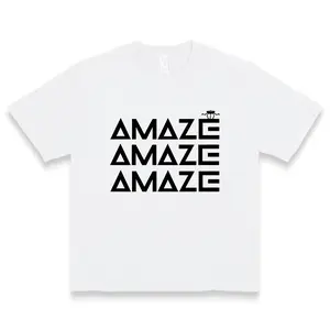 Triple Stacked Amaze Geometric Typography Minimal Graphic Women's Modern Edgy Urban Casual Crewneck For Simple Trendy Streetwear Daily Wear