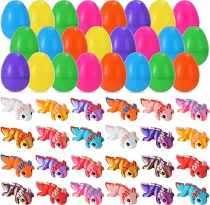 24-Pack Prefilled Easter Eggs with 3D Axolotl Toys – Articulated Fidget Figurines for Kids, Easter Egg Hunt Fillers & Party Favors