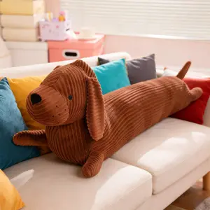 Premium 1pc Dachshund Plush Throw Pillow - Soft Faux Fur Wiener Dog Animal Cushion, Durable Puppy Sofa Pillow, Cute Home Decor for Living Room Bedroom Nursery