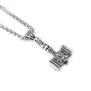 【PANG Jewelry】Viking Thor's Hammer Mjölnir Pendant Necklace |   Stainless Steel Fashion Versatile Accessory