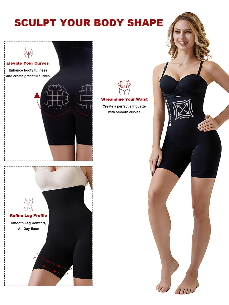 Product Introduction of VVL Women's Seamless High Waist Design with Tummy Control Butt-Lifting Shapewear,Breathable Anti-Rolling Yoga Shorts faja Shapewear for All-Day Comfort Fit 19
