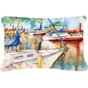 212 MAIN Rectangular Indoor/Outdoor Cushion - Maritime Scene Sailboats At The Gazebo Decorative Pillow, Fade-Resistant, Machine-Washable, Outdoor Cushion Covers, Outdoor Cushions