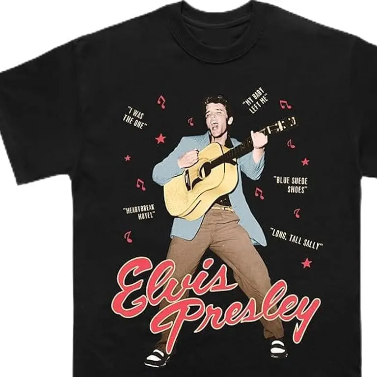 Elvis PRESELY Iconic Lyric Classic FIT T-Shirt, Black