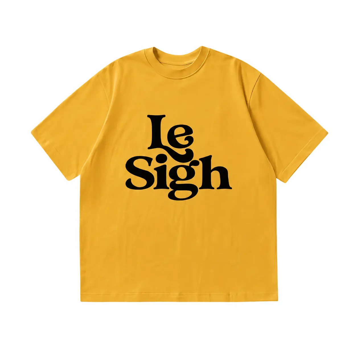Le Sigh Retro Graphic T-Shirt, Vintage 70s Typography Tee, Funny Sarcastic Statement Shirt, Mustard Yellow Casual Unisex Tee for Women & Men, Baby Tee For Women