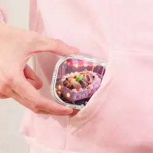Cotton Candy Candy Cart Apple Raccoon Printed Retainer Box, Street Trend Denture Box, Daily Commute Orthodontic Retainer Storage Box, Thickened Durable Teeth Corrector Protective Box