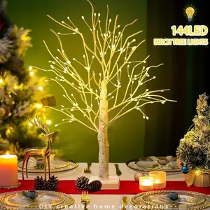 144 LED Birch Tree Light, Warm Light, USB and 3aa Battery Powered, Holiday Decor for Christmas, Halloween, Thanksgiving, Home Decoration Lamp