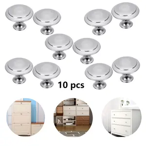 10Pcs 27mm Drawer Hardware Silver stainless steels Drawer Pulls Knobs Modern Single Hole Mushroom Drawer Handle Pulls for Dresser Drawers