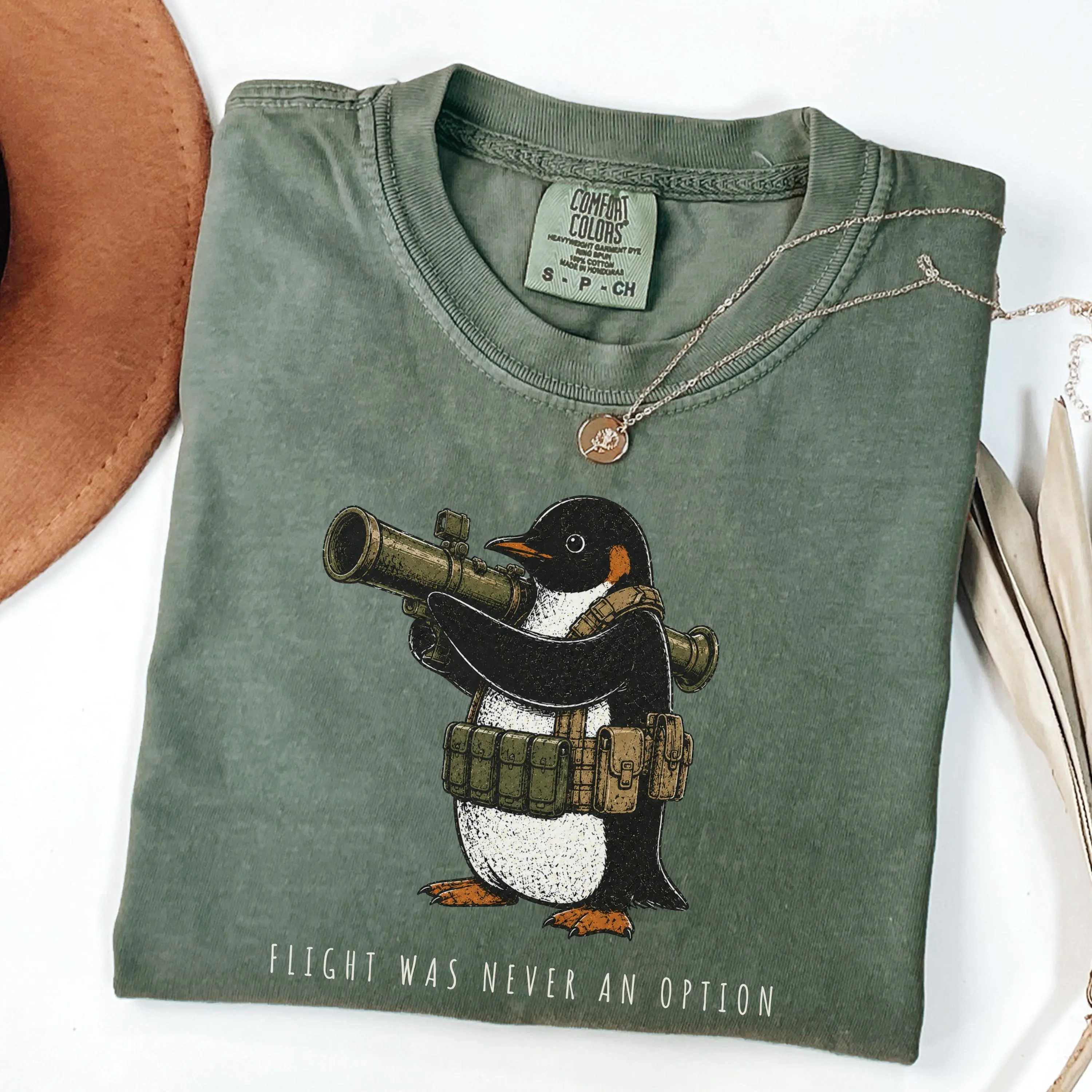 Comfort Colors Tactical Penguin T-Shirt, Flightless But Fearless T-Shirt, Funny Military Animal Shirt, Halloween Cute Outfit, Halloween Gift