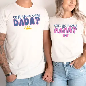 Can You Say Mama Shirt, Can You Say Dada Shirt, Matching Toddler Birthday Shirts, Mama Dada Mini Baby T-Shirts Womenswear Clothing