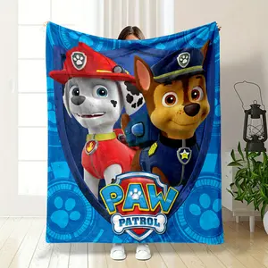 PAW Patrol Themed Blanket Featuring Chase and Marshall. This blanket vividly restores the brave fire dog Marshall and the clever police dog Chase from the classic animated IP. The blue background w