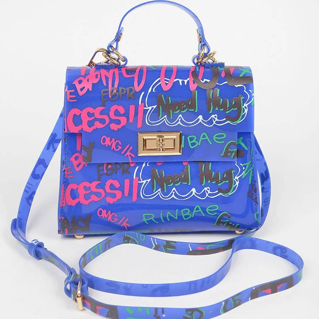 Graffiti Jelly Transparent Top Handle Bag
