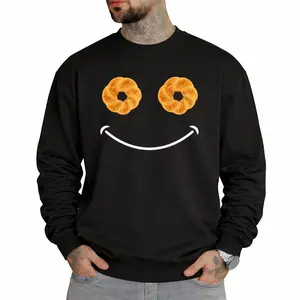 Relaxed Fit Men’s Donut Graphic Sweatshirt – Fun Food Lover Design with Eyes and Smile