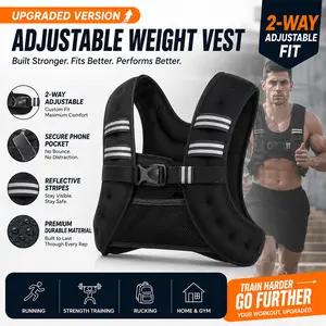 [Memorial Day Sale] Adjustable Weighted Vest for Men, 10/12/15/18LB Heavy Duty Rucking Vest for Strength Training, Running, Cardio, with Reflective Stripe & Secure Phone Pouch, Workout Gear for Home & Outdoor