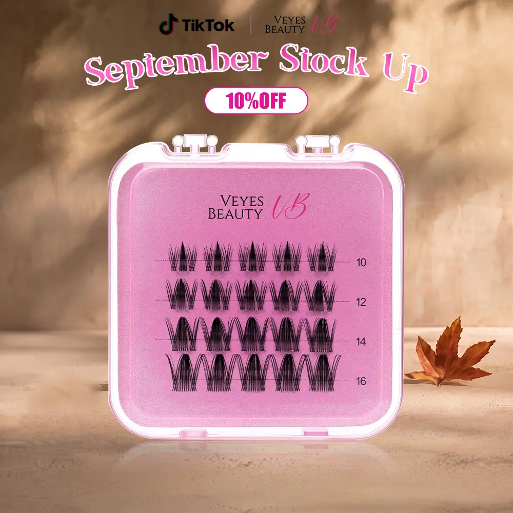 VEYESBEAUTY VB-Mini Trial Size Faux Mink Cosmetic Volume Eyelash Clusters, Separated False Lashes with Ultra-Thin Invisible Band, Lightweight Segmented, 1 Style Per Box Low-Risk Sample, Beginner-Friendly for DIY Home Self-Makeup