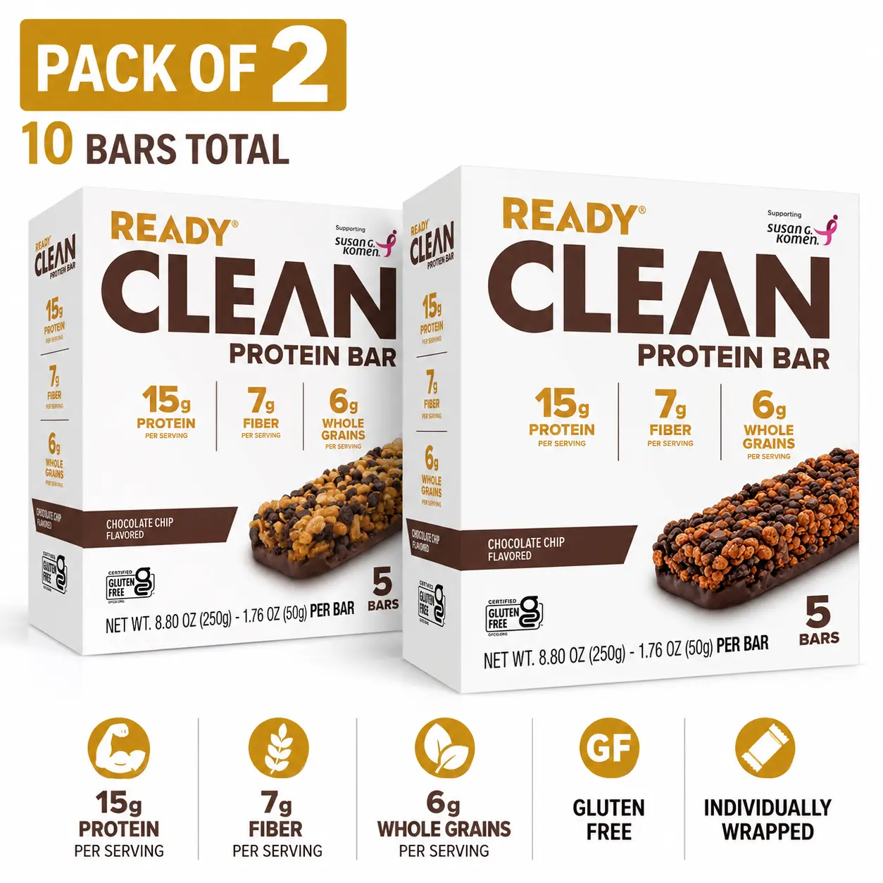 Ready Clean Protein Bar, Chocolate Chip, 5 Count Bars