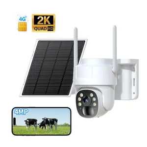 4G LTE Cellular Solar Security Cameras Outdoor No WiFi Required, Wireless Solar Powered Camera Built-in eSIM, Night Vision, PTZ Live View, Motion Detection, 2-Way Audio, for Farm, Ranch, Yard, RV & Remote Areas