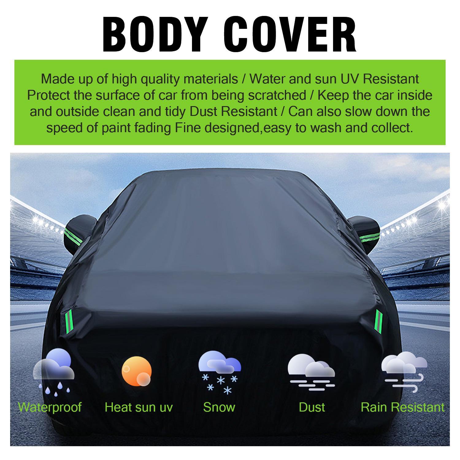 Universal Full Car Cover for SUV Sedan – All-Weather Protection with Reflective Strip, Waterproof UV Scratch Defoliation Resistant for Outdoor Parking,Car Stuff