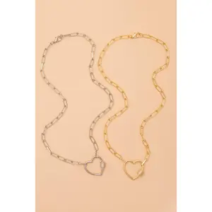 Victoria Cubic Zirconia Pave Cutout Heart Padlock Pendant Necklace