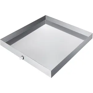 【Summervibes】VEVOR 27 x 25 x 2.5 Inch Washing Machine Pan 304 Stainless Steel Washing Machine Drain Pan 18 GA Thickness Heavy Duty Compact Washer Drip Tray with Drain Hole & Hose Adapter