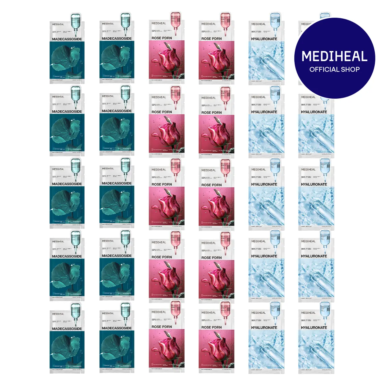 [Mediheal] 30-Day Skin Recovery Mask Set | Blemish Repair + Healthy Glow + Ultra Hydration | Dark Spot, Redness & Dry Skin Care | Sheet Masks | Korean Skincare