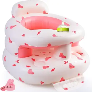 Upgraded Inflatable Baby Seat with Safety Guardrails, Thicker Sit Me Up Floor Seat for Baby Chair Sit Me Up, Blow Up Baby Chair Built in Air Pump for Babies 3-36 mth