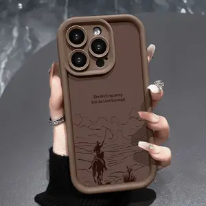 Phone Case for iPhone 17 Pro Max 16 Plus 15 14 13 12 11 Air E Cowboy on horseback Shockproof Silicone TPU Bumper Drop Protection Soft Cover