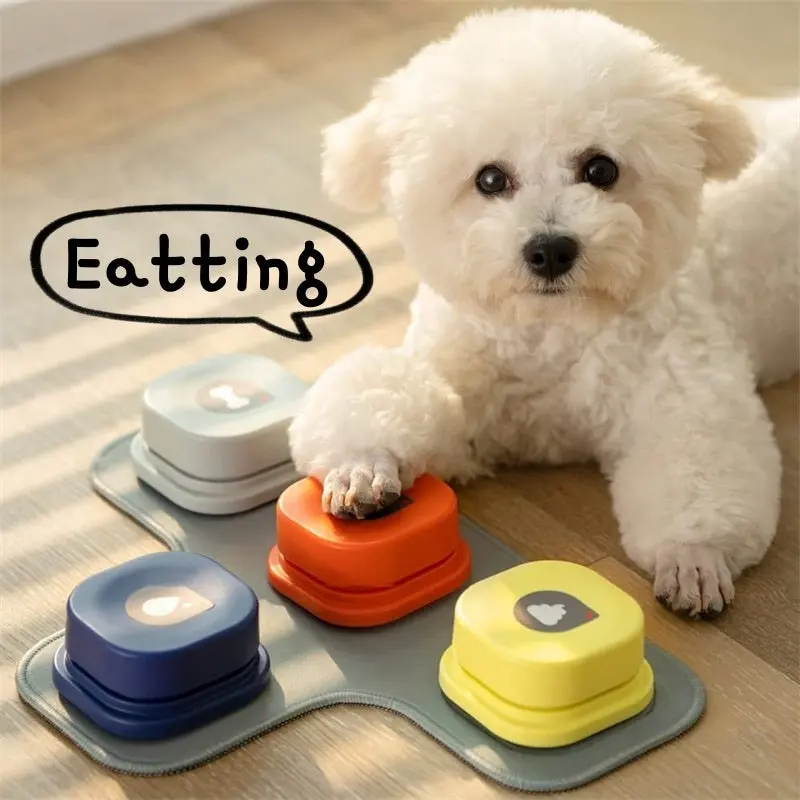 Pet Communication Button - Interactive Play & Recordable Toy for Dogs Cats - Four Vibrant Colors - Prevents Physical Inactivity - Enhances Bonding & Communication
