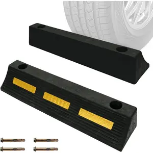 2 count 3" H Parking Stopper for Garage Parking Aid Heavy Duty Rubber Wheel Stops Durable High-Visibility Tire Blocks Parking Aid Gadgets Tire Stops for   RVs with Bolt Installation
