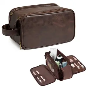 Toiletry Bag For Men Waterproof Groomsmen Gifts Personalized Leather Engraved Initials & Mountain Mens Toiletry Travel Bag Birthday Gifts For Men Travel Essentials