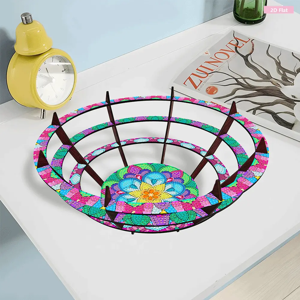 Diamond Painting Kit DIY Diamond Wooden Snack Storage Tray Diamond Art Painting Candy Plate DIY Handmade Dot Diamond Decorative Plate for Parties Festivals Family Gatherings