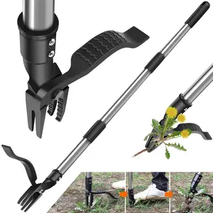 Weed Puller Tool, 4-Claw Stand Up Weeder with Adjustable 46” Handle for Remove Weeds Without Bending, Pulling or Kneeling