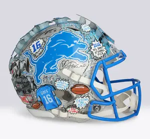 Jared Goff Detroit Lions Autographed 2024 Riddell Speed Authentic Helmet - Art by Charles Fazzino - WN55916652 - Fanatics Authentic Certified