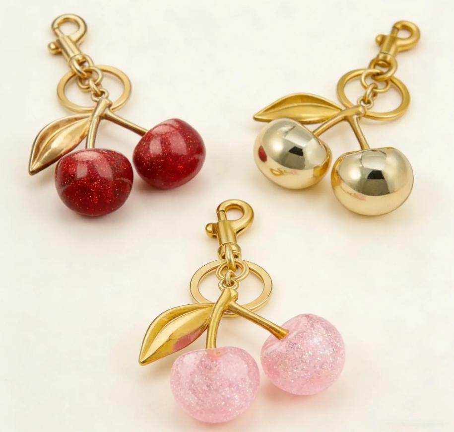 Mother's Day gift Cute Cherry Design Sparkly Bag Charm, Fashionable BagKeychain for Women & Girls, Trendy All-match & ExquisiteBag Charm for Birthday Gift, Purse Accessories