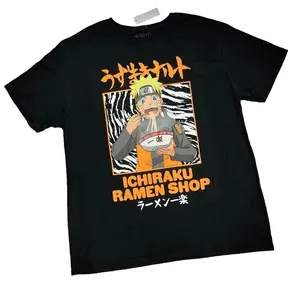 ICHIRAKU RAMEN SHOP T-SHIRT naruto shippuden anime manga black kanji