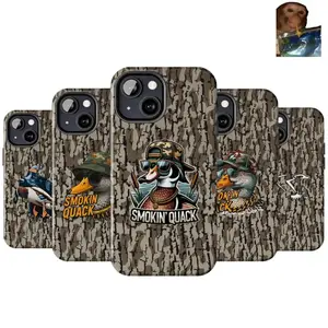 Ol' School Waterfowl Camo Duck Hunting Cellphone Casing - Smokin' Quack Design, Polycarbonate & TPU, Durable Outdoor Protection Accessories for iPhone 17 Air,16,15,14,13,12,11,X,Xr,Xs,8 Hunting Gift
