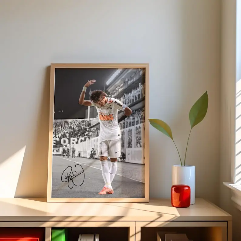Neymar Jr Poster, Signed Neymar Poster, Neymar Fan Gift, Signed Football Poster, Football Decor, Soccer Wall Art