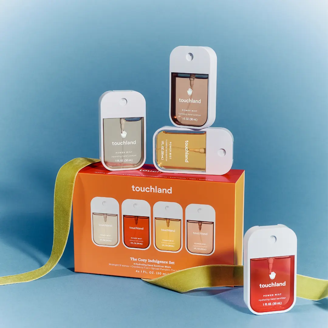 [Seasonal Special Edition] Touchland Cozy Indulgence Set Power Mist Hydrating Hand Sanitizer, Fall Scents 4-Pack