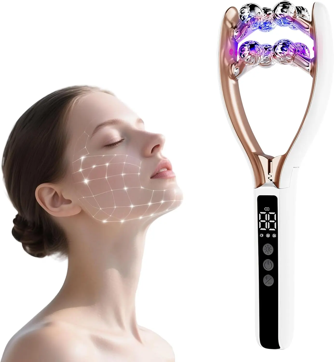 5 in 1 Wireless Facial Massager Face and Neck | Facial Sculpting Tool for Women | Korean Skin Care | Lymphatic Contour Face Brush Face Roller Lymphatic Drainage | Rechargeable for Home & Travel Use