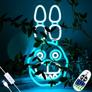 Remote Control Fnaf Bonnie Neon Signs for Wall Decor Dimmable Led Neon Light Up Sign for Garage、Bedroom、Playroom、Car Repair Shop、Christmas and Birthday Gifts(Timer Function)