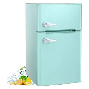 COWSAR 3.2 Cu.Ft Compact Mini Fridge with Freezer, 2-door Small Fridge with Adjustable Removable Shelves, for Bedroom/Office/Dorm/Home(GREEN)