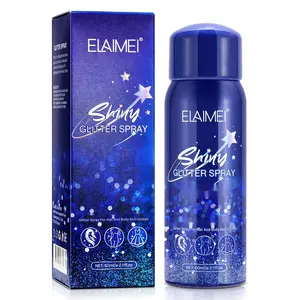 Elaimei Glitter Hairspray for Stage Makeup, Halloween and Festival Rave, Body Shiny Spray (60 ml)