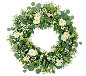 Puleo International 30" Daisy Floral Spring Wreth Multicolor