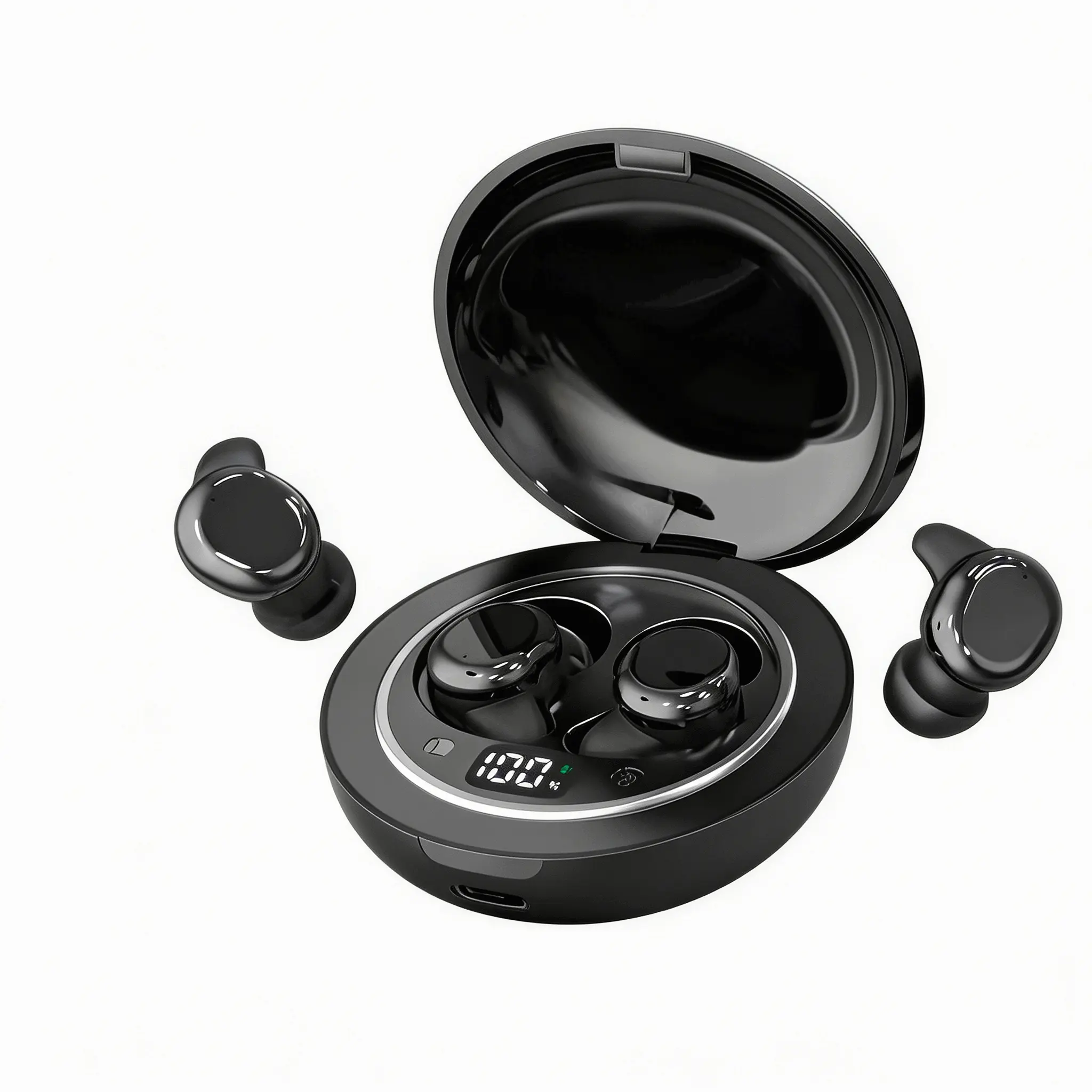 Ultra Mini Invisible Wireless Sleep Earbuds, Bluetooth 6.0, LED Digital Charging Case Display, Liquid Silicone No-Pressure Fit, APP Anti-Loss Tracking, Built-in White Noise, CVC Call Noise Reduction, Touch Control for Side Sleepers
