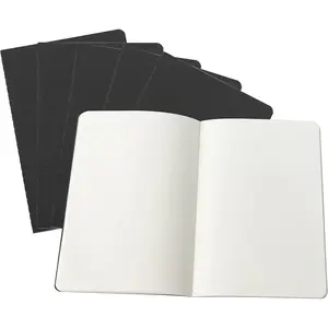6 Pack Notebooks Journal - 60 Blank Page/30 Sheets,  Thick Paper Soft Cover Journal for Travel, Office, Work, Office, Home, School, Business Writing, 5.5" x 8.25" (Black)