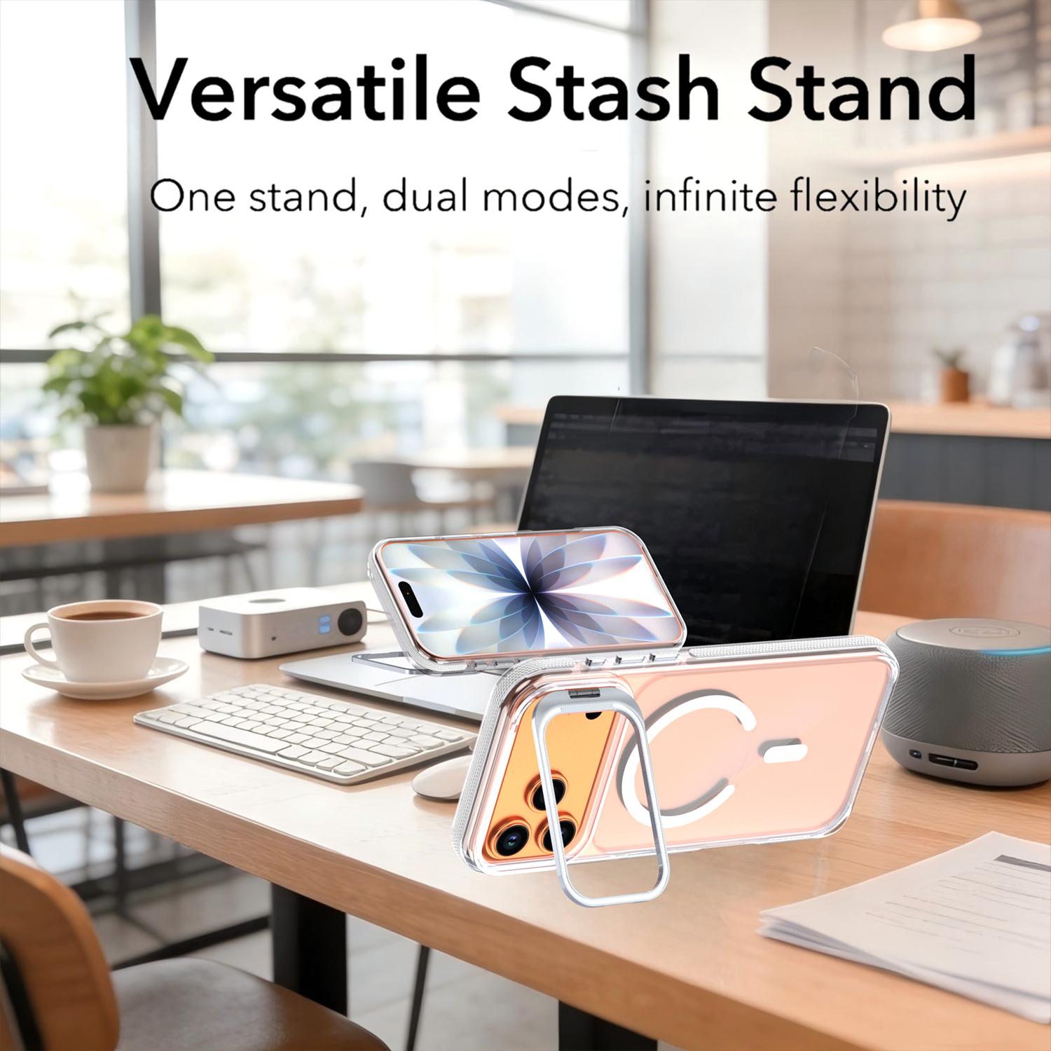 For iPhone 17 16 15 14 13 Pro Max Clear MagSafe TPU Case with Camera Kickstand Lightweight Transparent Cover