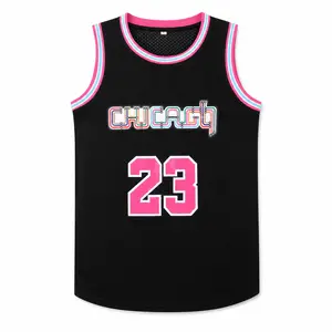 23 Chicago Themed Basketball Jersey, Black Mesh Sleeveless Shirt with Multicolor Letter Print, Quick-Dry & Durable, Suitable for Men, Youth, Sports, Street Style & Daily Wear