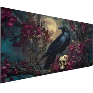 Large Size, Raven skull Diamond Art Kits For Adults,Gothic Crow Diamond Painting Kits, Full Round Diamond Mosiac Kits For beginner, Diy Handicrafts,Gem Art and Crafts,Halloween Decor, 31.5x15.7 Inch